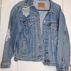 Levi's Light Blue Distressed Denim Trucker Jacket